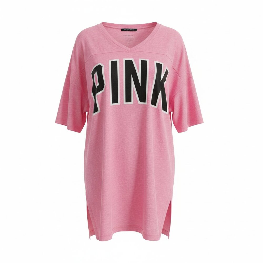 Victoria’s Secret PINK Oversized Tee Shirt Dress Pink Logo Lounge Top Sz Small